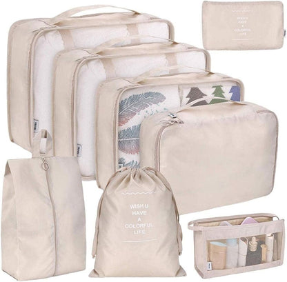 Yajuyi Travel Packing Cubes Set for Efficient Luggage Organization, beige