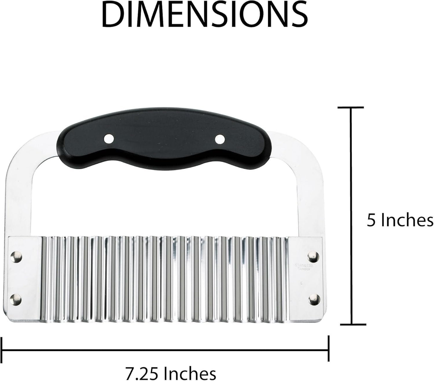 HIC Wavy Crinkle Cutting Tool Serrator Salad Chopping Knife and Vegetable French Fry Slicer, Steel Blade, 7.25-Inches x 5-Inches