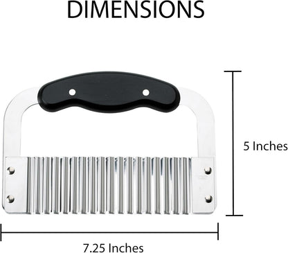 HIC Wavy Crinkle Cutting Tool Serrator Salad Chopping Knife and Vegetable French Fry Slicer, Steel Blade, 7.25-Inches x 5-Inches
