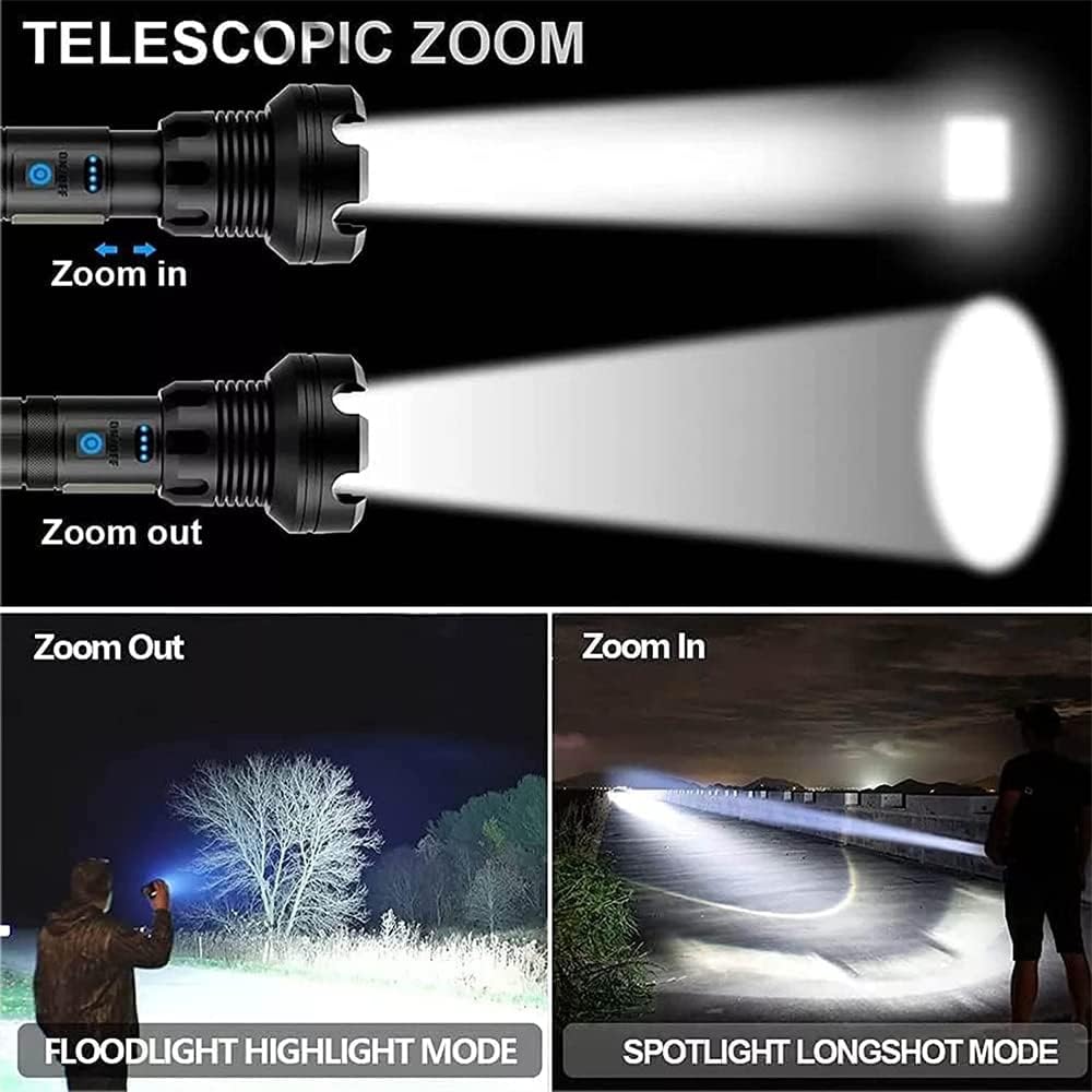 MROWCA Mattibom Flashlight, 90000 Lumen Flashlight, Rechargeable Tactical Laser Flashlight 90000 High Lumens, Super Bright Powerful Flashlights, IPX5 Waterproof