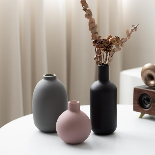 MFSH Ceramic Vase Set of 3, Modern Vases Home Decor, Decorative Pottery Vases Farmhouse Decor for Bouquet, Flower Vase for Coffee Table Shelf Decor Living Room Bedroom Kitchen Office, Multicolor
