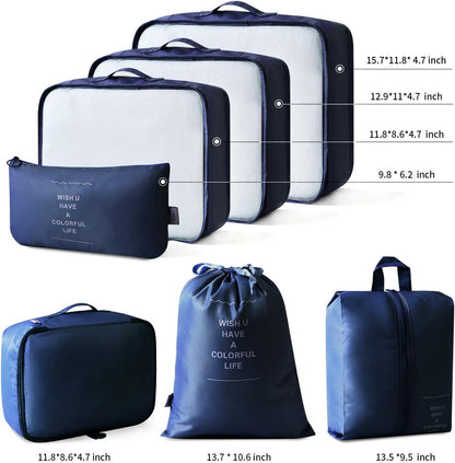 5Set/7Set Travel Luggage Packing Organizers Durable Packing Cubes with Laundry Bag and Shoe Bags