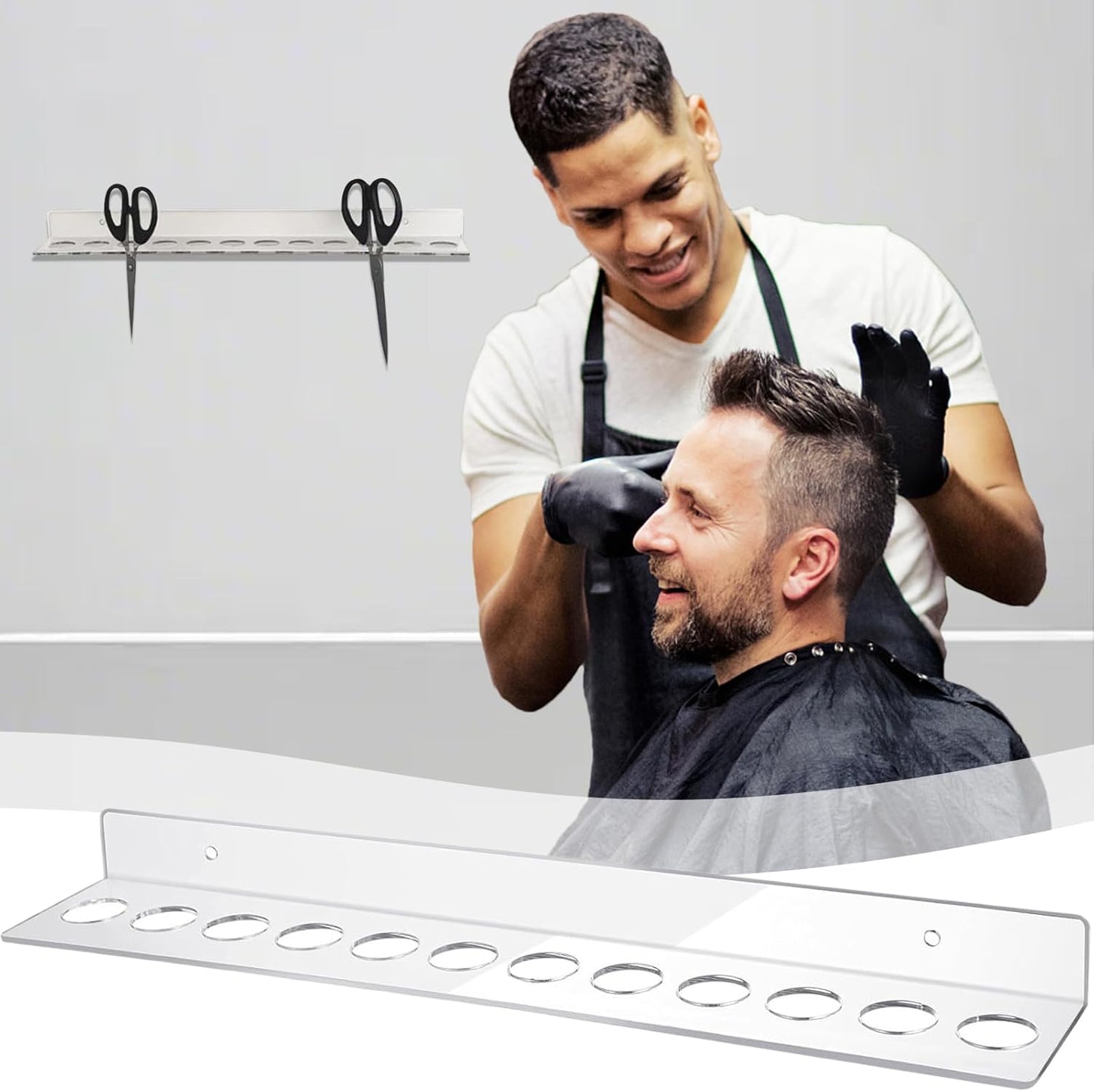 Generico Scissor Holder for Groomers, Comb Holder Organizer, Acrylic Wall Mount Rack with 12 Slots, Storage Case Hanger for Hairstylists, Salon, Garage, Professional and Home Use, 39x 6.5x 3cm
