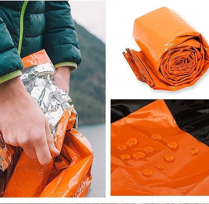 Emergency Sleeping Bag 2 Pack Lightweight Survival Sleeping Bags Thermal Bivy Sack Portable Emergency Blanket for Camping, Hiking, Outdoor, Activities Orange