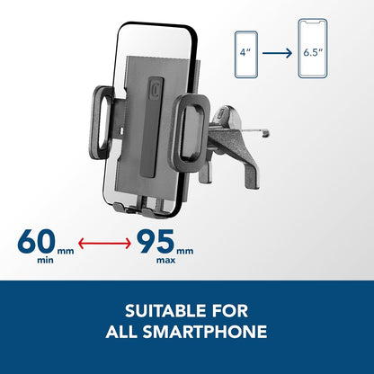 cellularline - Hug Fit - Smartphone holder for car - Attachment to the air vents - Universal Compatibility - Black