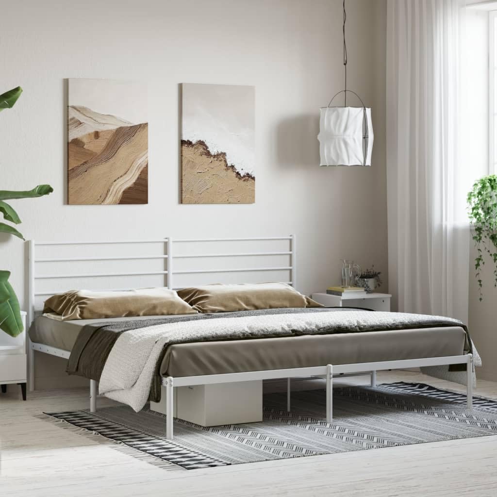 Lechnical Giroletto con Testiera Metallo Bianco 183x213 cm,Mobili,Letti e Accessori,Letti e telai per Letti