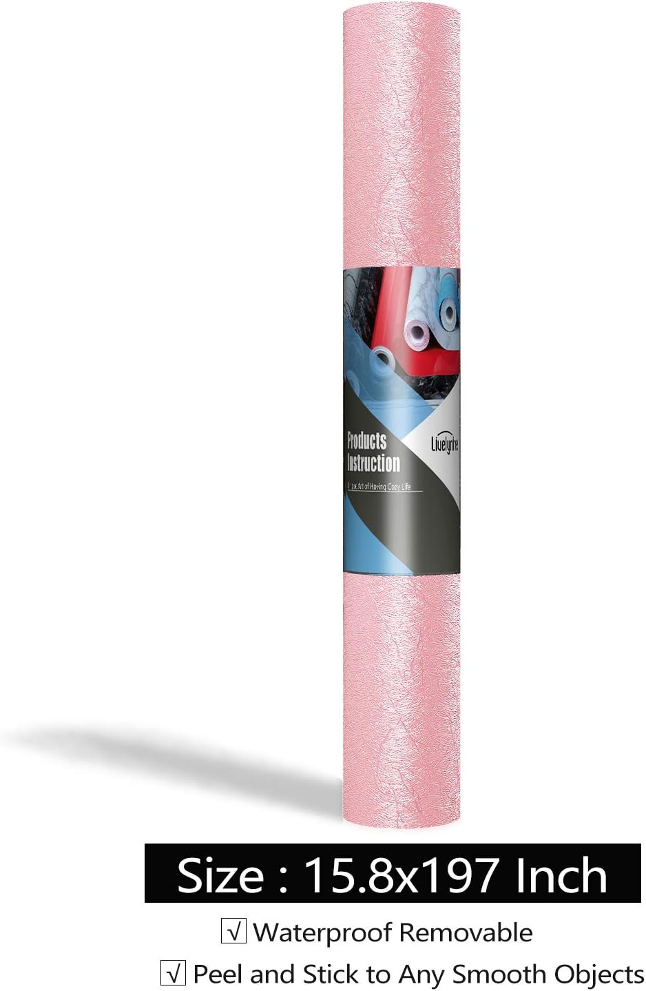 Livelynine 40CMX5M Pink Wall Sticker Children's Bedroom Wallpaper Roll Paper Roll Modern Wall Cards for Children Furniture Girl Wall Decoration