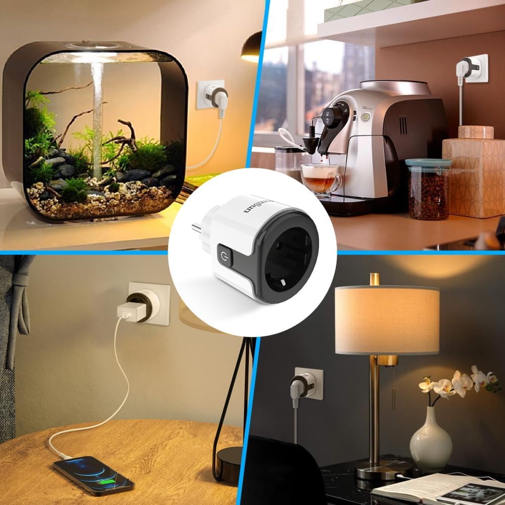 GreenSun WiFi Smart Socket, Smart Home Plug 16A, Energy Monitoring, Voice Control, Time Function, Compatible with Alexa & Google Home