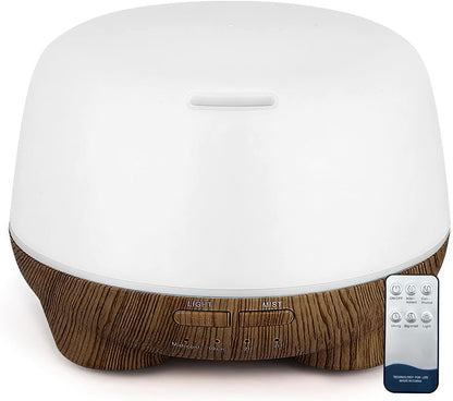 SK DEPOT Essential Oil Diffuser 500ml Ultrasound Aromatherapy Diffusers Remote Control Air Quiet Diffuser Aroma Diffusers Humidifier 7 Colors of Lights and for Bedroom Yoga Spa (Dark + White)