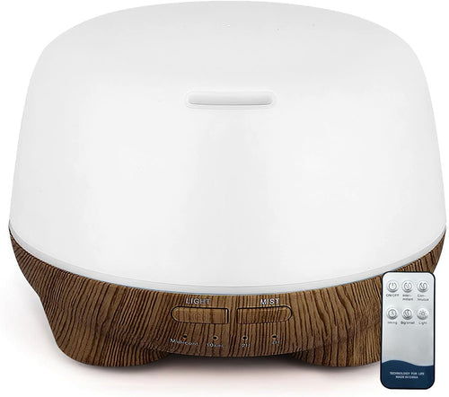 SK DEPOT Essential Oil Diffuser 500ml Ultrasound Aromatherapy Diffusers Remote Control Air Quiet Diffuser Aroma Diffusers Humidifier 7 Colors of Lights and for Bedroom Yoga Spa (Dark + White)