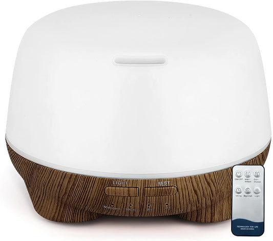 SK DEPOT Essential Oil Diffuser 500ml Ultrasound Aromatherapy Diffusers Remote Control Air Quiet Diffuser Aroma Diffusers Humidifier 7 Colors of Lights and for Bedroom Yoga Spa (Dark + White)