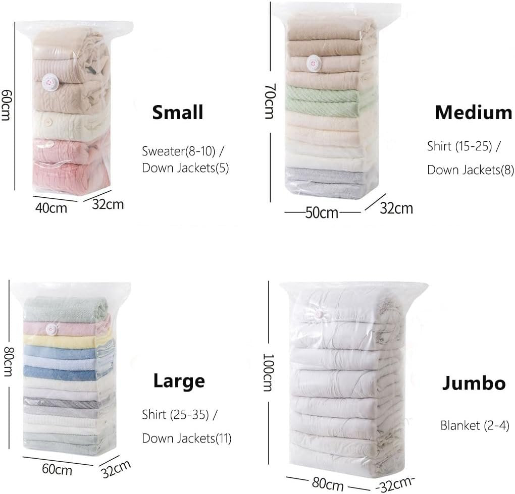 4-Pack Heavy-Duty Vacuum Storage Bags, No Pump Needed Space Saver Bags,luggage packing organizers - Extra Thick 3D Compression Bags for Travel, Home, Moving, Clothes, Bedding (Jumbo)