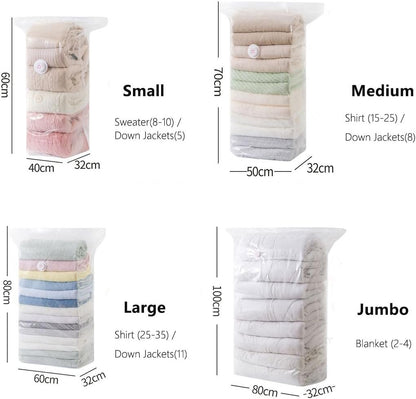 4-Pack Heavy-Duty Vacuum Storage Bags, No Pump Needed Space Saver Bags,luggage packing organizers - Extra Thick 3D Compression Bags for Travel, Home, Moving, Clothes, Bedding (Jumbo)