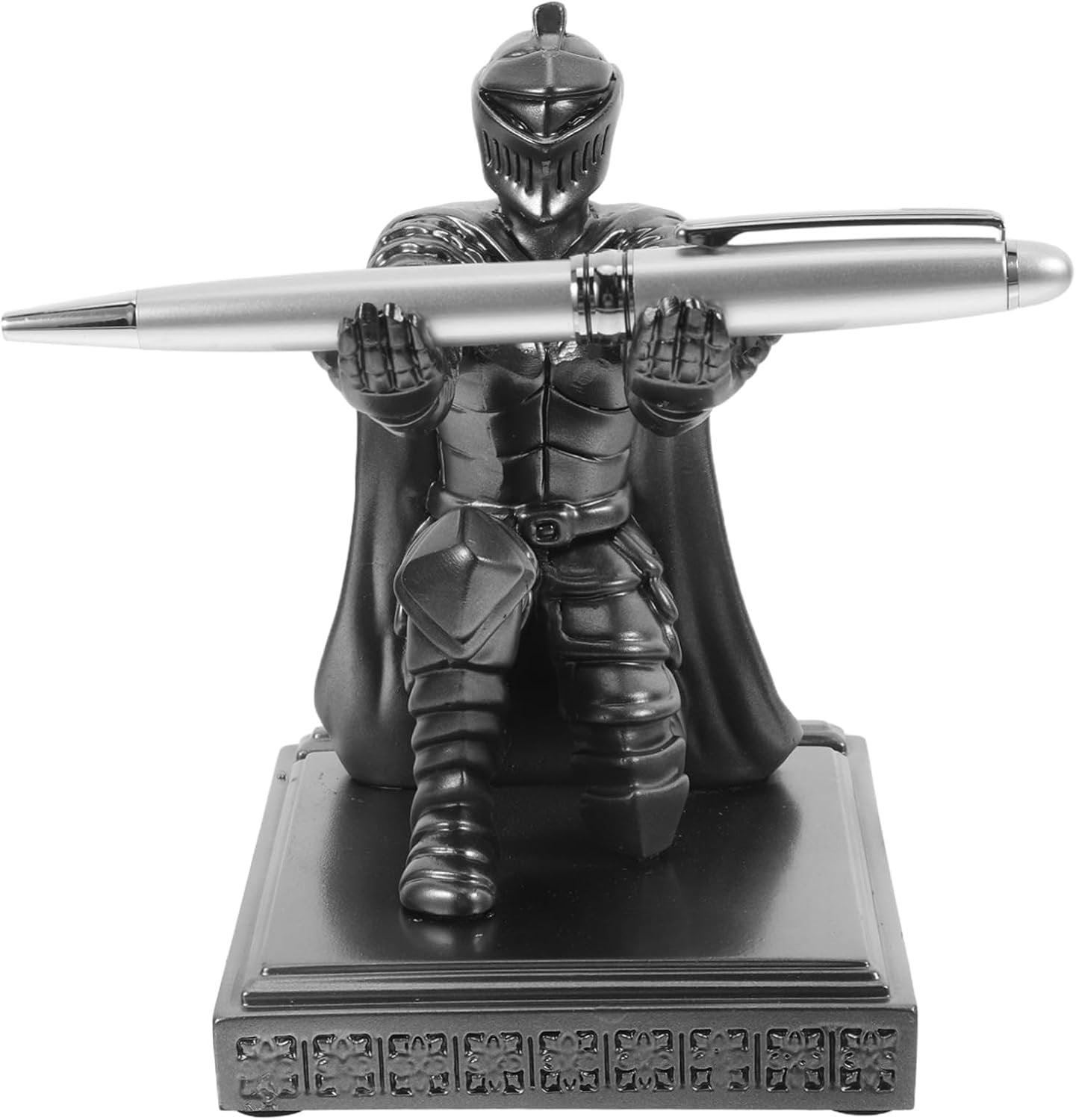 HOODANCOS 1 Set Knight Statue Pen Holder Set Unique Decorative Desk Accessory with Fountain Pen for Workspace Organization and Elegant Presentation