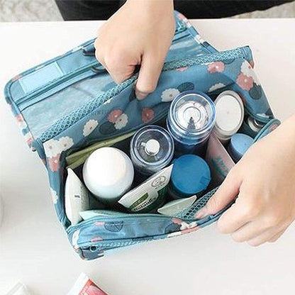 Hanging Travel Toiletry Bag, Foldable Cosmetic Organizer, Waterproof Wash Bag With Hook for Skincare, Makeup, Hygiene - Travel Organizer