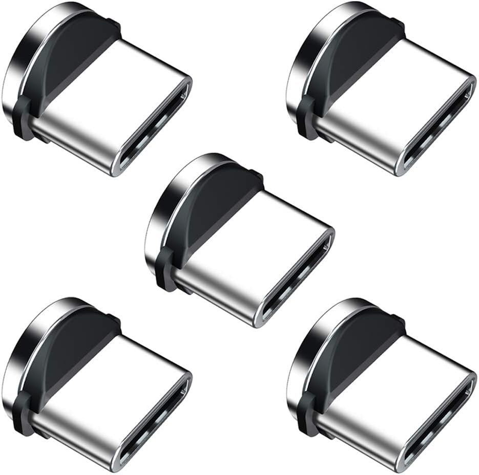 Ankndo Magnetic Connector Tip Heads [5-Pack] USB C Adapter 360 Rotating Strong Phone Cable Adapter for Type C Device