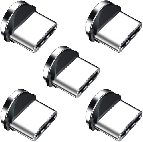 Ankndo Magnetic Connector Tip Heads [5-Pack] USB C Adapter 360 Rotating Strong Phone Cable Adapter for Type C Device