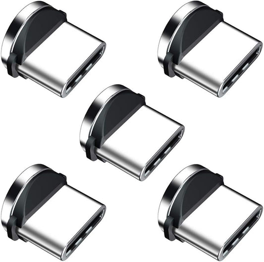 Ankndo Magnetic Connector Tip Heads [5-Pack] USB C Adapter 360 Rotating Strong Phone Cable Adapter for Type C Device