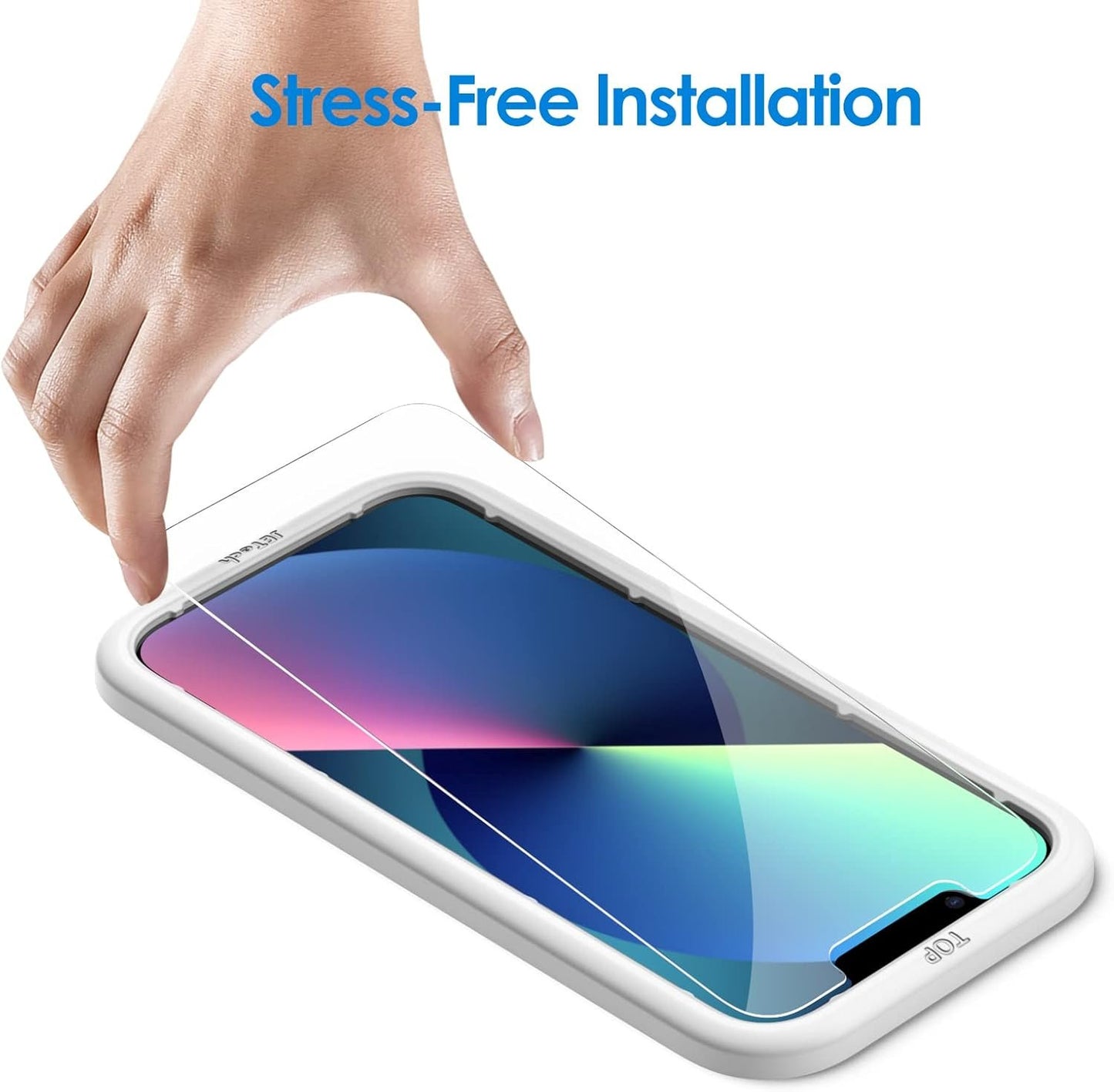 JETech Screen Protector for iPhone 13 6.1-Inch with Camera Lens Protector, Easy-Installation Tool, Tempered Glass Film, 2-Pack Each