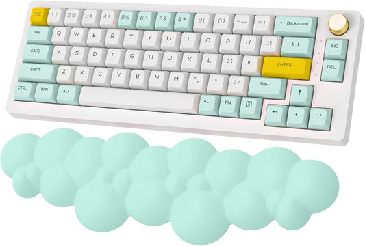 MANBASNAKE Keyboard Wrist Rest,Memory Foam Wrist Pad Smooth Fiber Hand Rest for TKL Keyboard,Ergonomic Nonslip Comfortable Cushion Set,Typing Pain Relief,Support for Office,PC Gaming,Laptop,Mac(Mint Green)