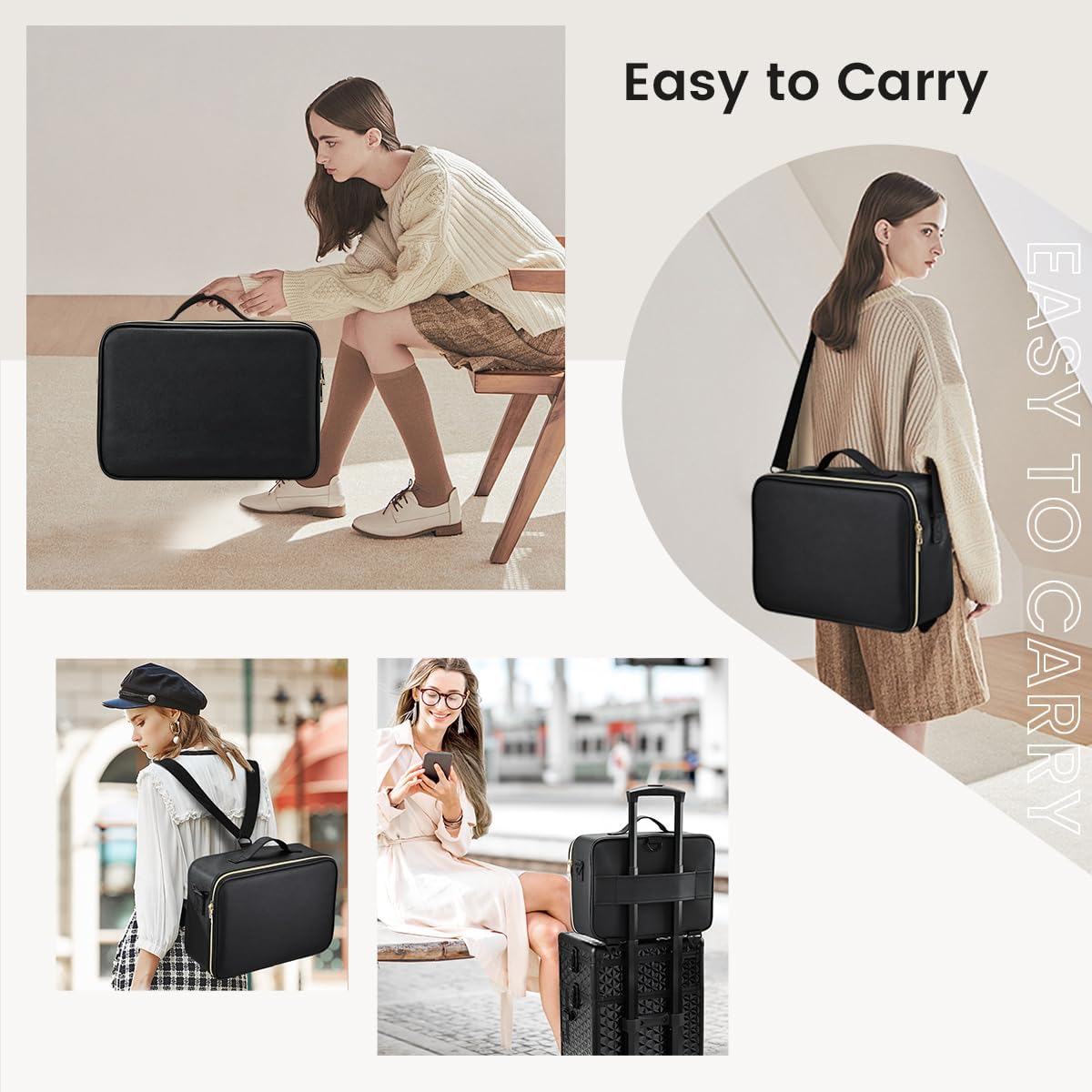 Makeup Bag with Mirror LED Beauty Case Travel Cosmetic Bag Cosmetic Bag Organizer Makeup Bag Makeup Bag Makeup Bag Makeup Bag Makeup Bag, Black