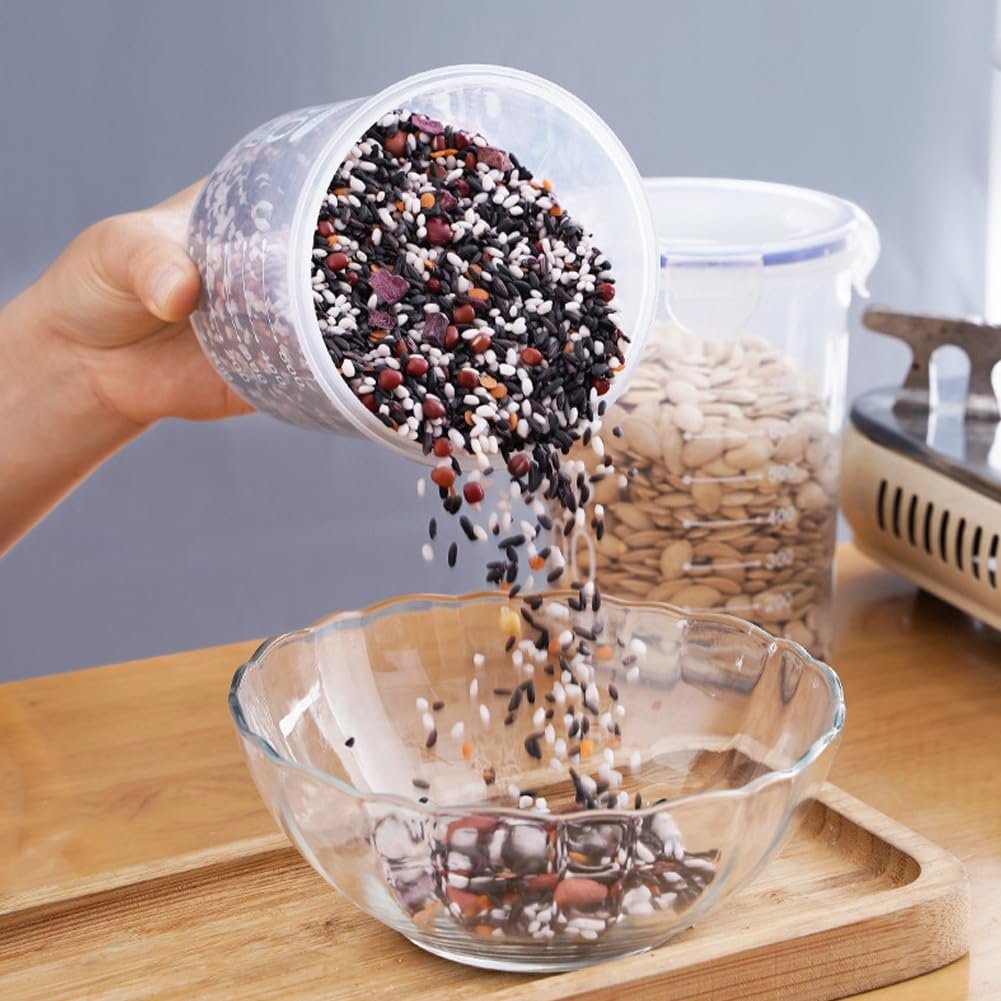8 Pack Pantry Storage Containers with Lids for Rice Beans Coffee Seeds Nuts - Keep Your Kitchen Organized and Your Food Fresh ! Total 7800ml