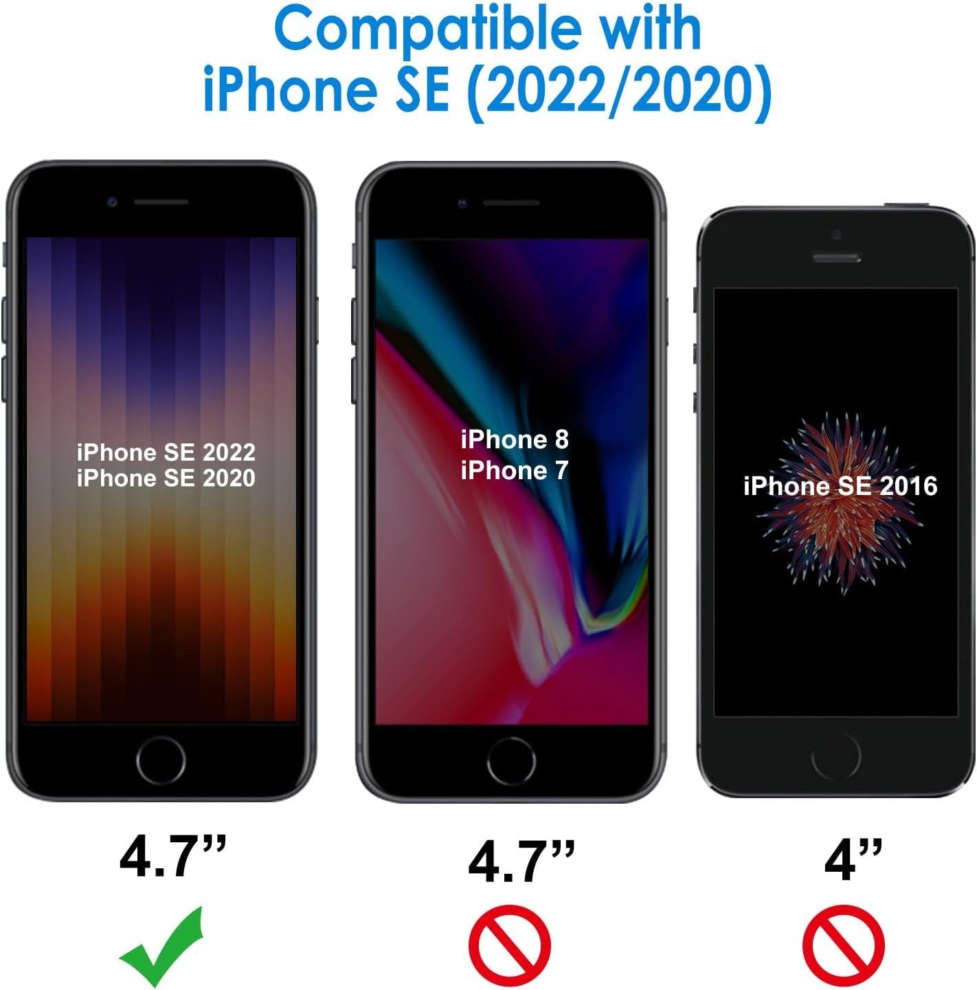 JETech Screen Protector for iPhone SE 3/2 (2022/2020 Edition) 4.7-Inch, Tempered Glass Film, 3-Pack