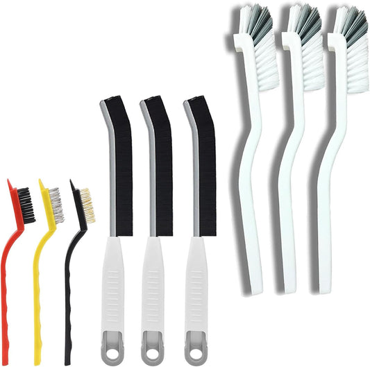 Guimertt Cleaning Brush, 9 Pcs Hard Bristle Crevice Cleaning Brush Set for Kitchen Bathroom Toilet Grout Bottle Gap Window Tracks, Multifunctional Home Essentials Scrub Cleaning Tools