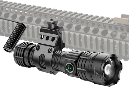 haixnfire Tactical Flashlight Type-C USB Rechargeable 6000 lumens Zoomable LED Waterproof flashlights with Pressure Switch Picatinny Rial Light