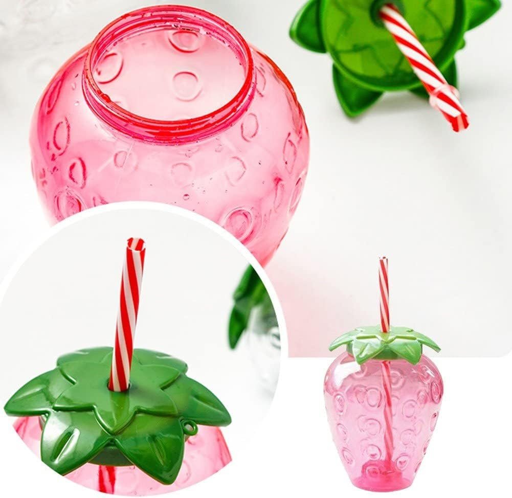 Kawaii Water Bottle with Straw 17 Oz Cute Strawberry Shaped Water Bottle Drinking Cups Bottle for Girls Women
