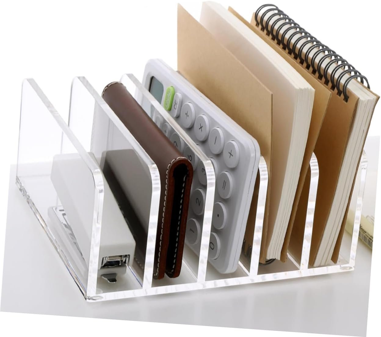 HORIALENCE Desktop Letter Sorter Wear Resistant Book Rack with Capacity Transparent Compartment Design for Efficient Document Storage and Organization Office Home Workspace