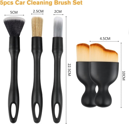 VFANDV 5pcs Car Cleaning Brush, Car Interior Detailing Brush for Car Interior Dust Removal for Air Vent and Car Dashboards (5 Pieces – 4 Styles)