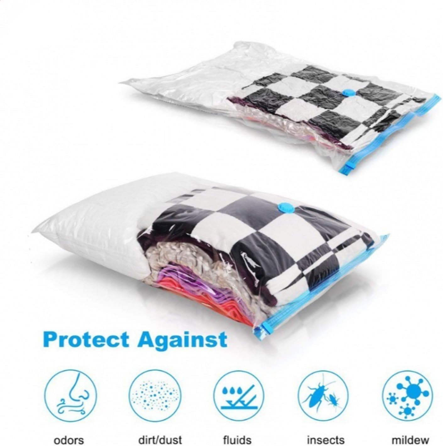Vacuum Storage Bags Small 6 Pack with Suction Pump, 60 X 40 Cm Reusable Compression Bags Space Saver, Vacuum Bag for Packing,Clothes, Bedding, Travel