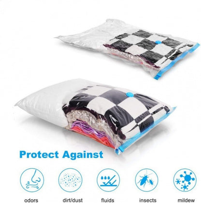 Vacuum Storage Bags Small 6 Pack with Suction Pump, 60 X 40 Cm Reusable Compression Bags Space Saver, Vacuum Bag for Packing,Clothes, Bedding, Travel