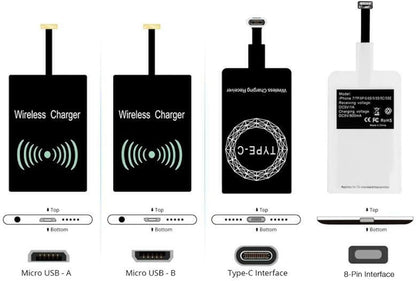 Universal Qi Wireless Charging Receiver for Android Micro USB - Thin Fast Charger Coil Pad - USB Micro USB Adapter for Android Phones
