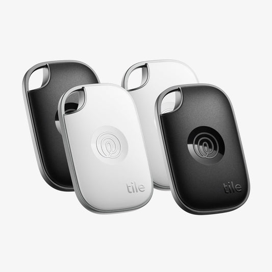Tile by Life360 Pro (2024) - Powerful Bluetooth Tracker, Key Finder and Item Locator for Keys Bags, and More. Both iOS and Android Compatible. Phone Finder. 4-Pack (Black/White)