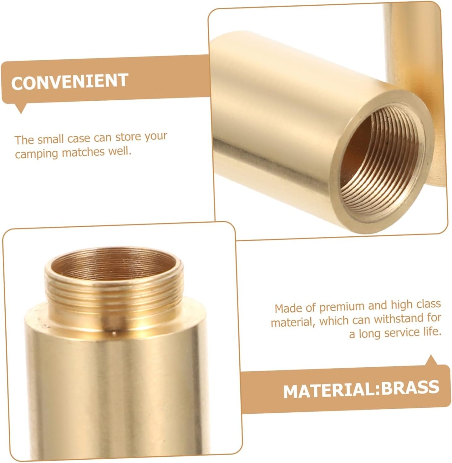 Sosoport 2pcs Match Carrier Match Storage Case for Camping Hiking Outdoor Sturdy Brass Sealed Lid
