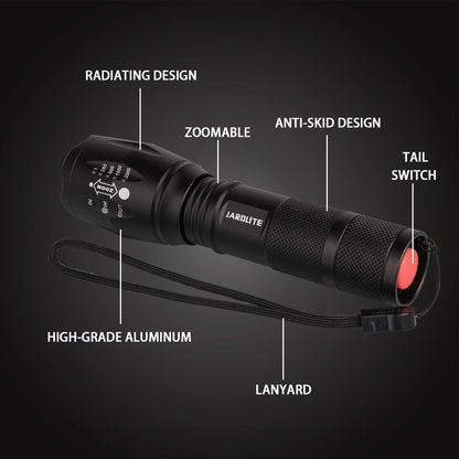 LED Emergency Handheld Flashlight, 4 Pack, Adjustable Focus, Water Resistant with 5 Modes, Best Tactical Torch for Hurricane, Dog Walking, Camping