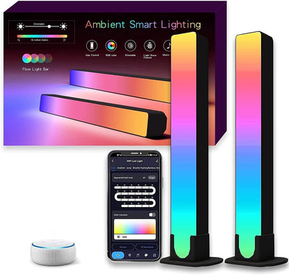 Smart LED Light Bars, 2 Pack 24cm RGBICWW WiFi Gaming Lights Ambient Lighting, TV Backlight Compatible with Alexa and Google Assistant