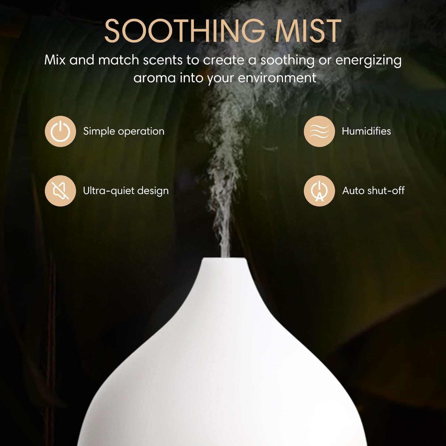 SALKING Essential Oil Diffuser, 100ml Compact Aromatherapy Diffuser with Auto Shut-Off Function, Cool Mist Humidifier with Warm White Lights, for Office Home