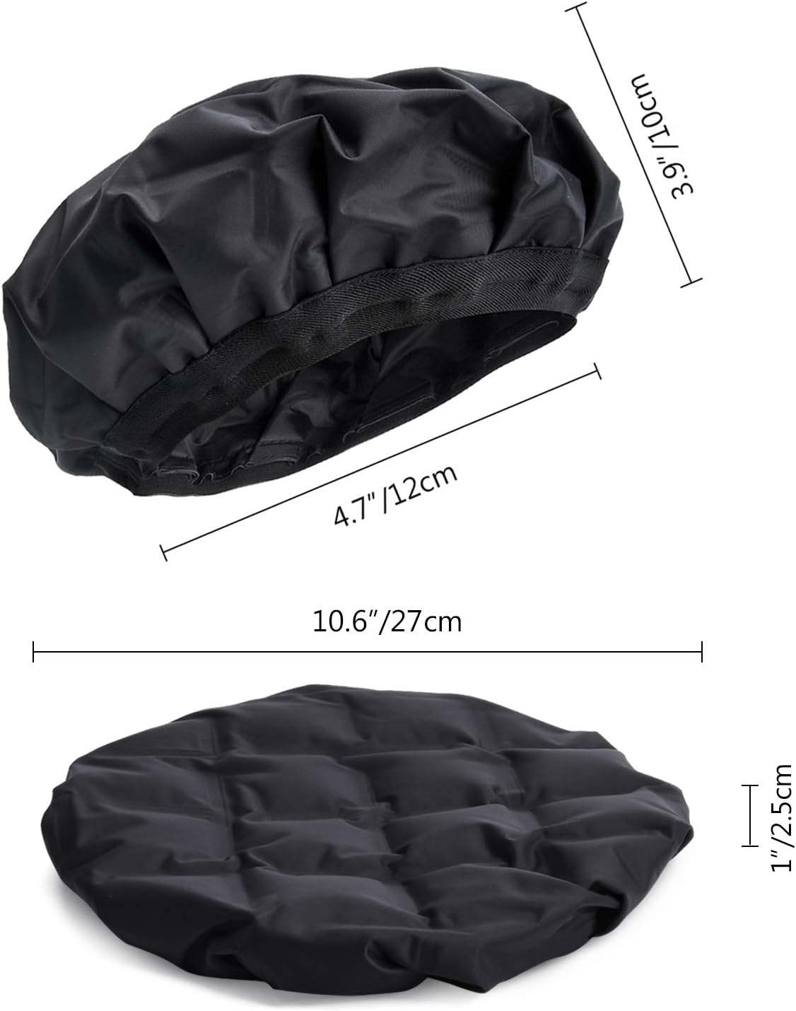 (Hair Treat Cap) - Deep Conditioning Hair Treatment Cap, Cordless Microwavable Heat Hat for Steaming Hair Styling Cap Heat Therapy & Thermal Spa Hair Steamer Gel Cap - Black
