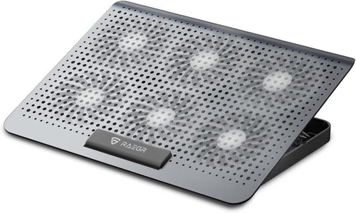 RAEGR RapidCool 900 Aluminium Laptop Cooling Pad |Two USB Port | with Multi-Angle Adjustment & Adjustable wind speed, Metal Support | Foldable Anti-Skid Baffle | Compatible with Laptops Upto 17-inches