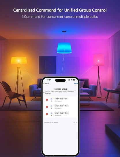 HIFILUZ Smart Light Bulbs 8 Pack, Work with Alexa and Google Assistant, LED Light Bulbs Color Changing with Timer, Bluetooth Music Sync, WiFi Bulbs with APP