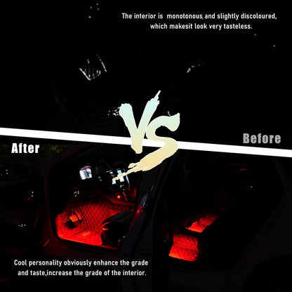 JUSTTOP 4 PCS USB LED Car Interior Atmosphere Lamp, Plug-in USB Interface Mini Trunk Ambient Night Lights, Portable USB Lighting Decor for Vehicle Laptop Keyboard, Car Accessories (Red)