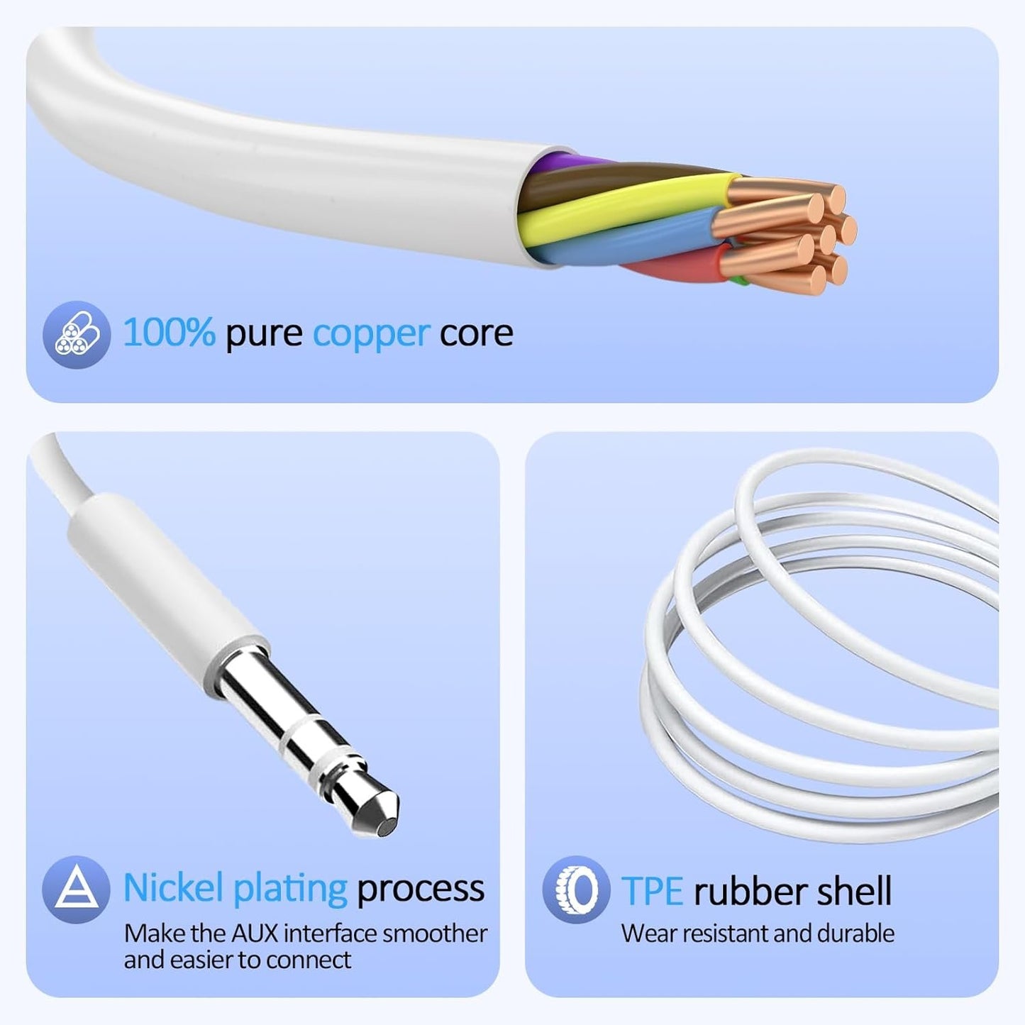 Oblinple Aux Cord for iPhone, 3.5mm Male Auxiliaire Cable Audio Jack Adapter, 3.3FT Auxiliary Cable for Car Home Stereo, Speaker, Headphone Jack Cable for iPad, iPhone 14 Pro 13 12 11