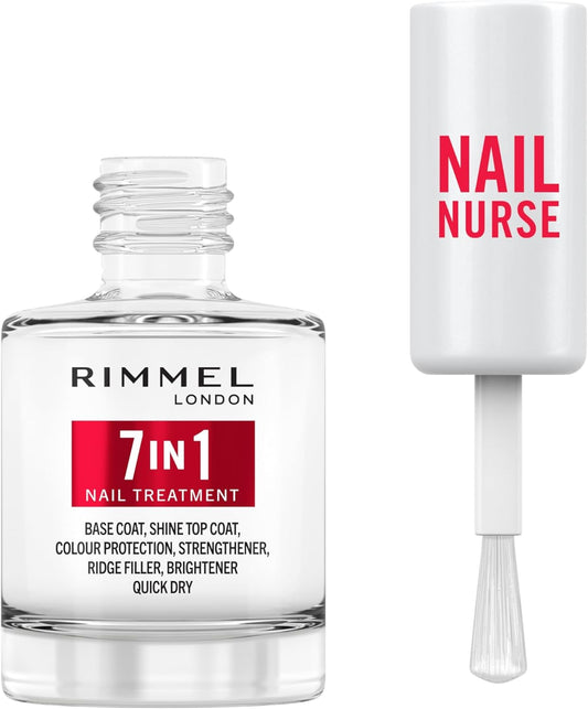 Rimmel London, Nail Care 7 in 1 Base & Top Coat Strengthens, Smoothes and Protects Colour, Vegan Formula Fast Drying 12ml