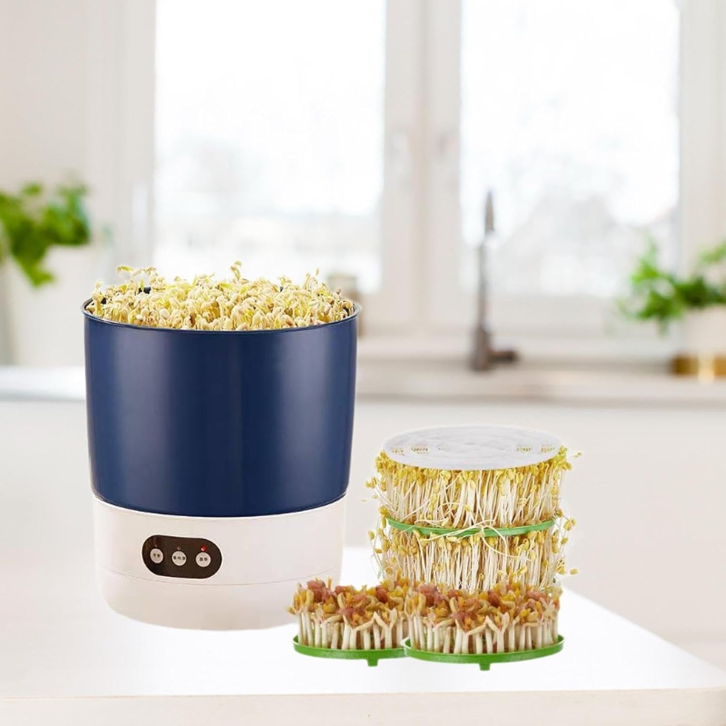 kowaku Macchina per Germogliare Fagioli con Piastra di Pressione E capacità Elevata, Tre modalità Disponibili, 2 Piatti di Arachidi Set