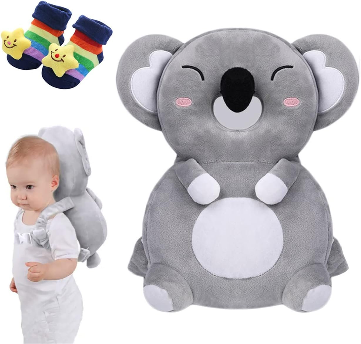 Baby Anti Falling Hat Back Protector Cushion Backpack,Toddler Baby Walking Protection Safety Pads, Adjustable Infant Cushion Backpack for Baby Walkers, Age 5-26 Month (Gray)