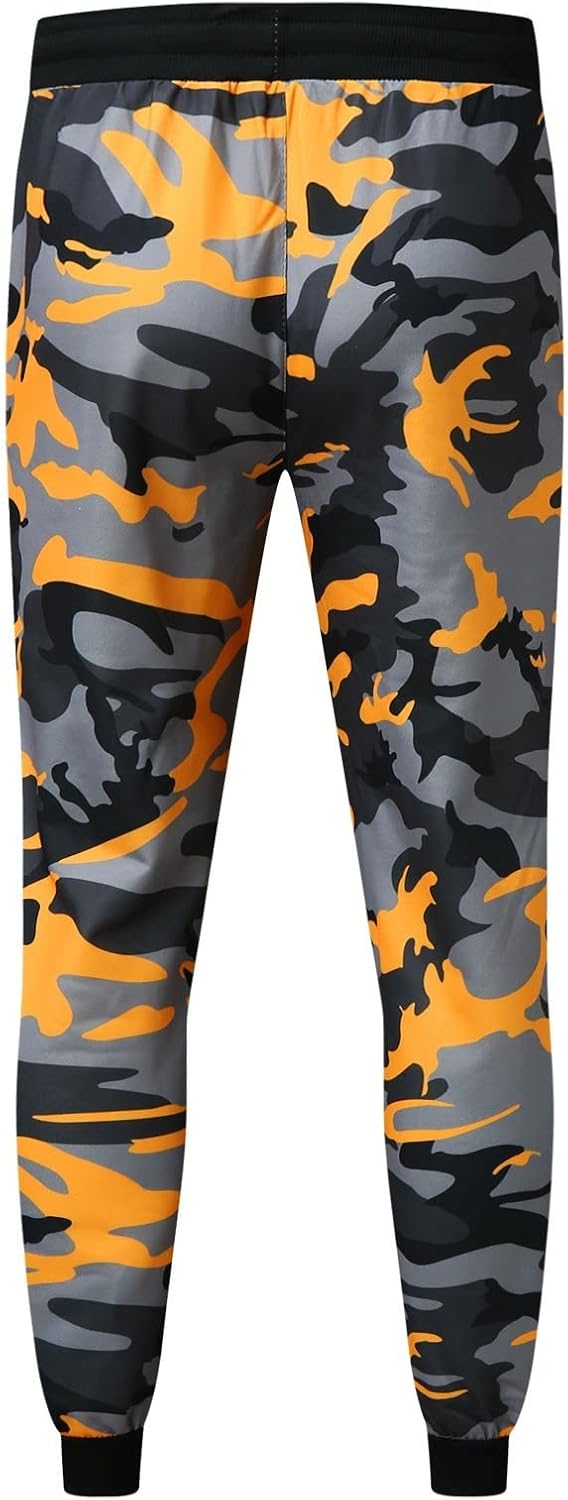 Tech Pant Pantaloni Fitness Casual Shot Uomo Sport Camouflage Jogging Stampa Pantaloni Uomo Pantaloni Running Pant, Arancione, L