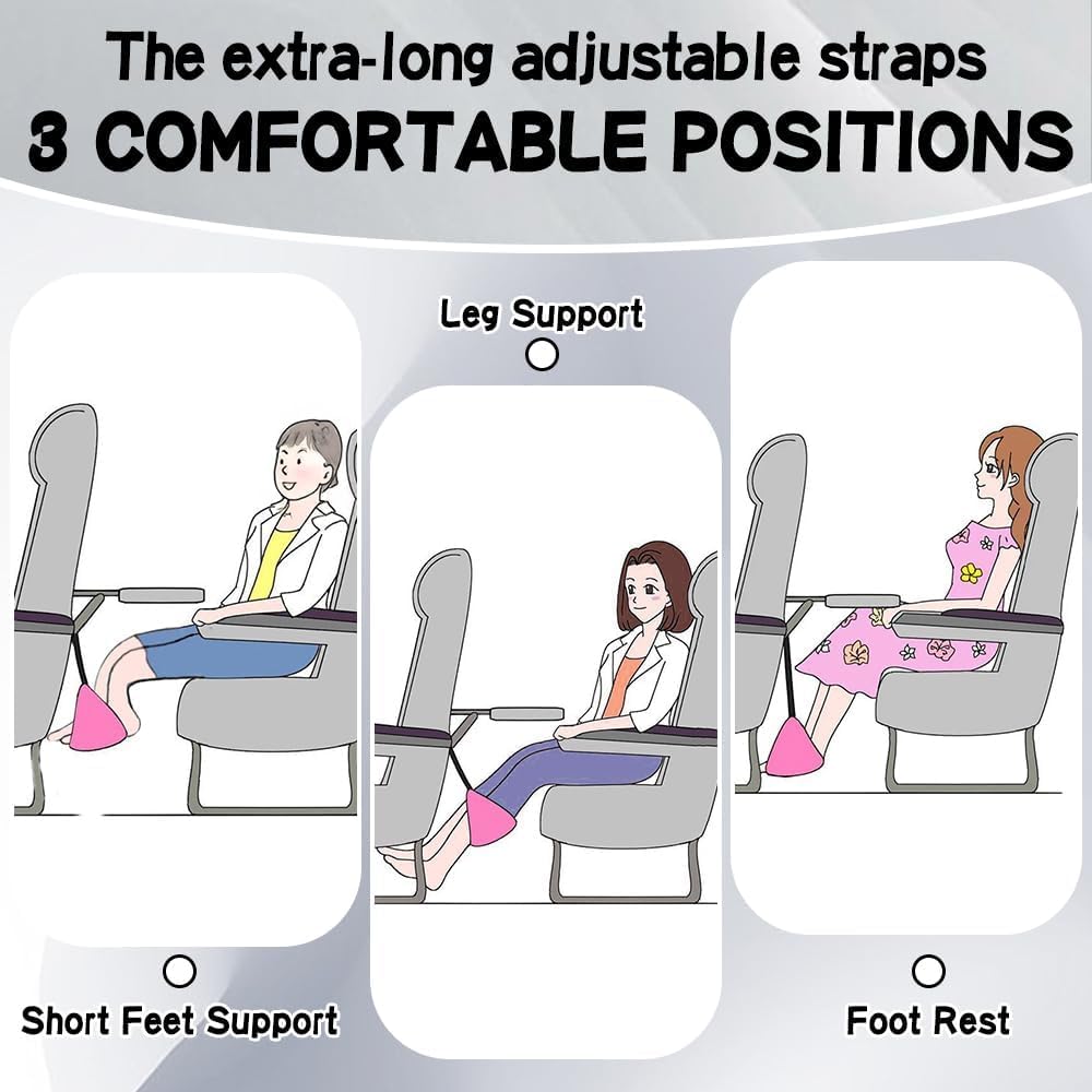 Airplane Foot Hammock Travel Essentials - Foot Rest Under Desk for Flying and Plane Comfort - Repose Pied Flight Footrest